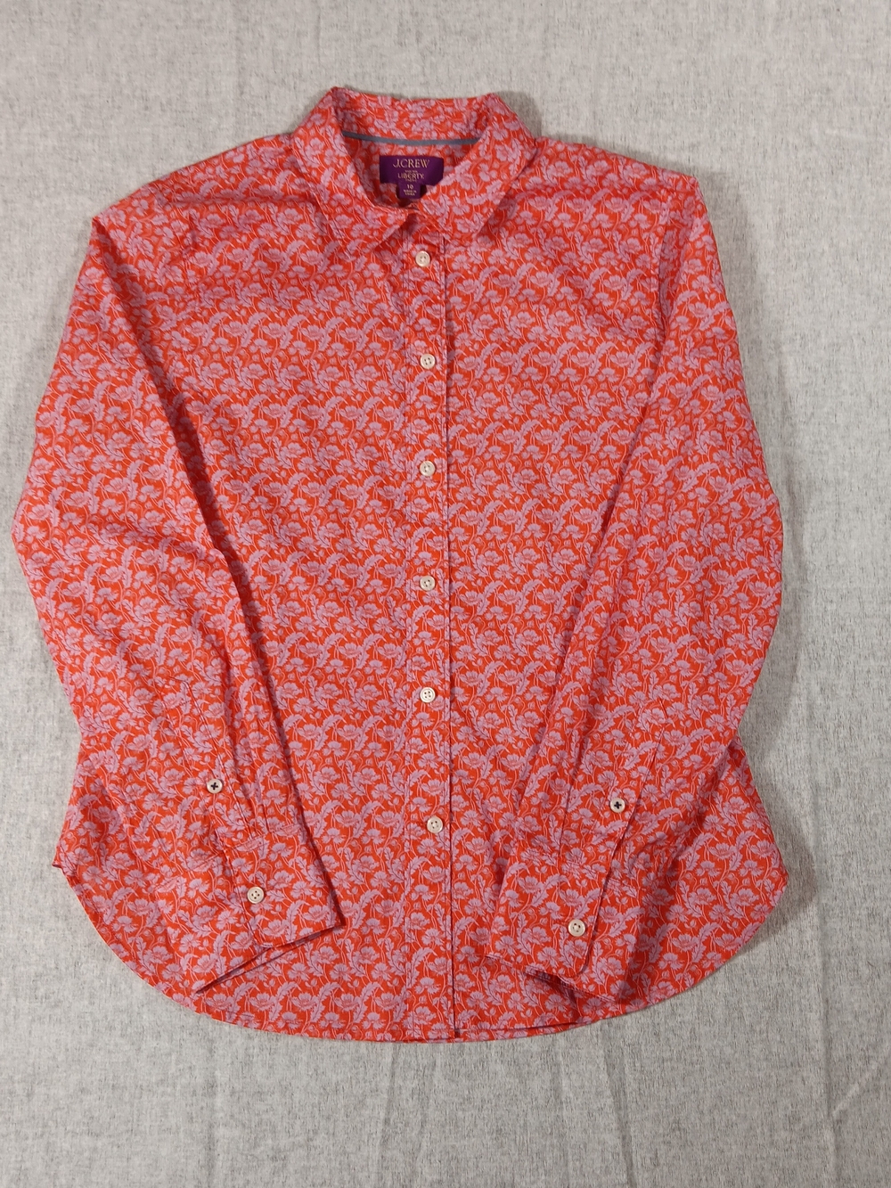 J. Crew Liberty Fabric Women's Red Floral Button-Up Long Sleeves Shirt Size 10